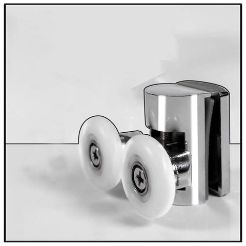 2pcs Heavy Duty Twin Shower Door Wheels Top Rollers Runners Chromed Wheel Sliding Door Bearing Rollers Hardware For Shower Cabin ► Photo 1/6