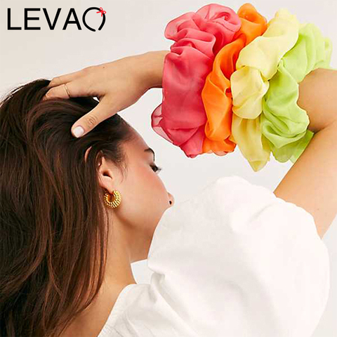 LEVAO Oversized Hair Band Women Solid Color Scrunchies Elastic Headbands Mesh Hairbands Girl Hair Tie Hair Rope Hair Accessories ► Photo 1/6