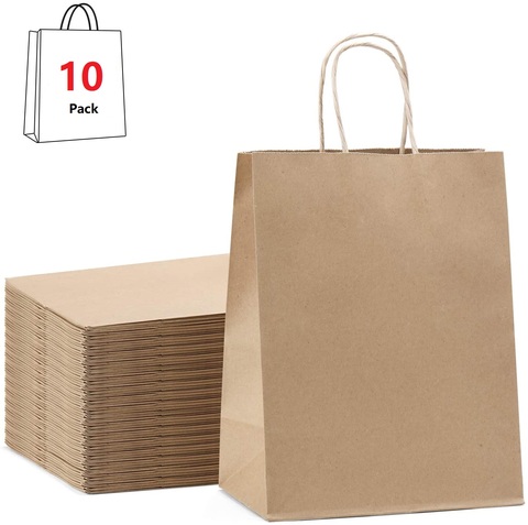 Gift Bags Kraft Paper Bag,Party Bags,Retail Bags,Shopping Bags,Brown Paper Bags with Handles 100% Recyclable Paper ► Photo 1/6