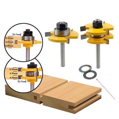 2 pcs 1/4 Shank Tongue & Groove Joint Assemble Router Bits T-Slot Milling Cutter for Wood Woodwork Cutting Tools ► Photo 1/5