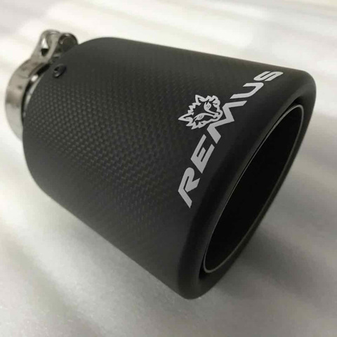 Car universal modiflcation stainless steel single exhaust pipe full carbon  remus logo matt black cover  muffler tip for merc ► Photo 1/6