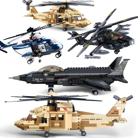 Airplane Helicopters Plane Aircraft Model Building Blocks Bomber US  Military Army SWAT Police Gunship Construction Toys - Price history &  Review, AliExpress Seller - Yiciyici Toy Store