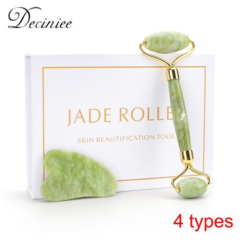 Natural Xiuyu Jade Facial Eye Massage Roller Guasha Scraping Board Green Jade Stone Face Lift Body Slim Thin Lift Roller Tool ► Photo 1/6