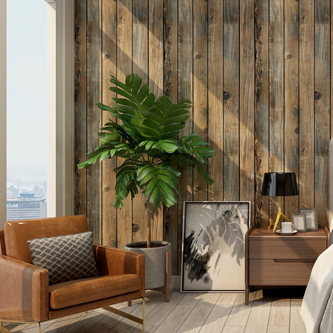 Retro Faux Wood Grain L And Stick Wallpaper Self Adhesive Plank Roll Removable Vinyl Wall Covering For Restaur Alitools - Wood Look Vinyl Wall Covering