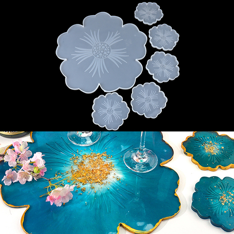 DIY Sakura Tea Tray Coaster/Flower Plate Dish Silicone Mold Epoxy Resin Molds for Craft Coaster Jewelry Making Tools Resin Mold ► Photo 1/6