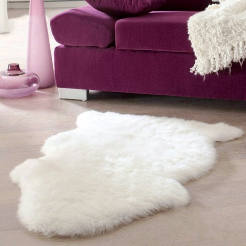 Super Soft Faux Sheepskin Washable Carpet Warm Hairy Seat Pad Fluffy Rugs Faux Fur Mats For Floor Chairs Sofas Cushions 60x40cm ► Photo 1/6