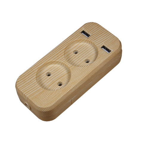 Power Strip 2 EU Plug 1200W 250V,5V 2A wood tree color Portable 2 USB Port for Mobile Phones for Smartphones Tablets FW-01-7 ► Photo 1/6