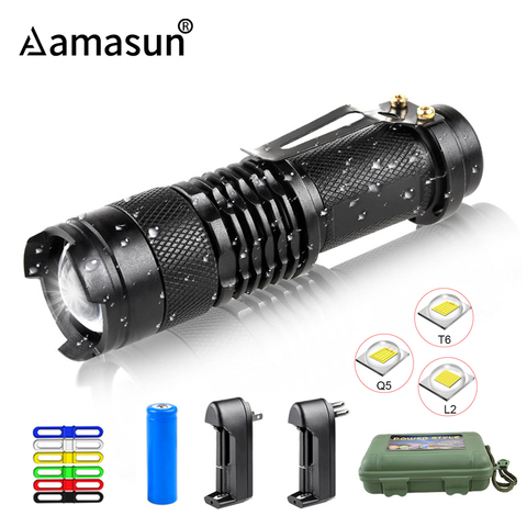 Waterproof Portable Lantern 18650 14500 Camping Light T6 L2 Q5 Flashlight Torch Adjustable Focus for Hiking Outdoor Lighting ► Photo 1/6