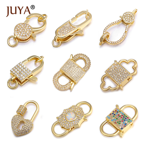 Juya Inlay Zirconia Lobster Clasps Copper Connectors Jewelry Making Supplies For DIY Bracelet Necklaces Hand Made Accessories ► Photo 1/6