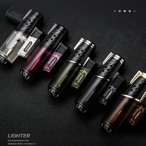 HONEST 2022 New  Cigarette Lighter Torch Turbo Lighter Gas Lighters Jet Unusual Lighters Flints Butane Smoke Gadgets For Men ► Photo 1/6