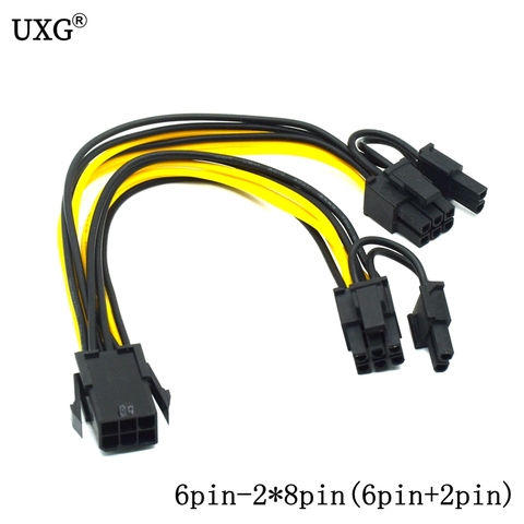 6pin to 2*8pin(6+2)pin for miner Molex 6 pin PCI E to 2*PCIe 8 (6+2) pin Graphics Video Card PCI-e VGA Splitter Hub Power Cable ► Photo 1/5