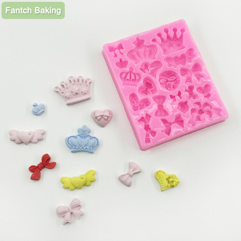 M0226 Cartoon Crown & Bow Tie Silicone Fondant Cake Mold Cupcake Jelly Candy Chocolate cake Decoration Baking Tool Moulds ► Photo 1/6