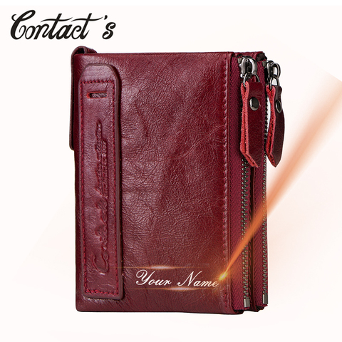 Genuine Leather Wallet Women Luxury Brand Double-Zipper Small Coin Purse Female Classic Money Bag ID Card Holder Free Engraving ► Photo 1/6