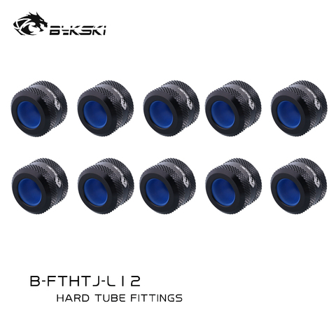 10PCS Bykski 8x12MM Hard Tube Hand Compression Fittings Anti Off ,Black,Red,White,Gold,Silver,Blue,G1/4 