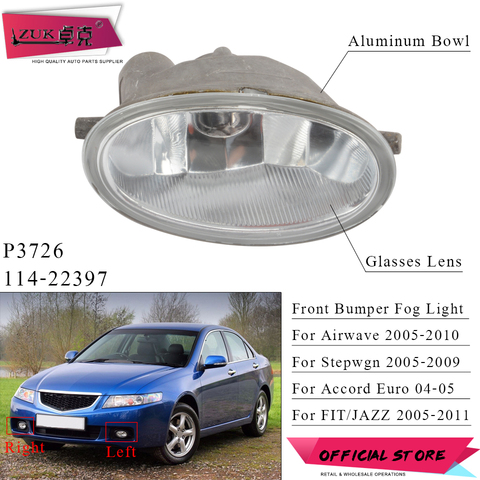 ZUK Front Bumper Fog Light Fog Lamp For HONDA ACCORD EURO CL7 2004-2005 STEPWGN 2005-2009 AIRWAVE 2005-2010 FIT JAZZ 2005-2011 ► Photo 1/6