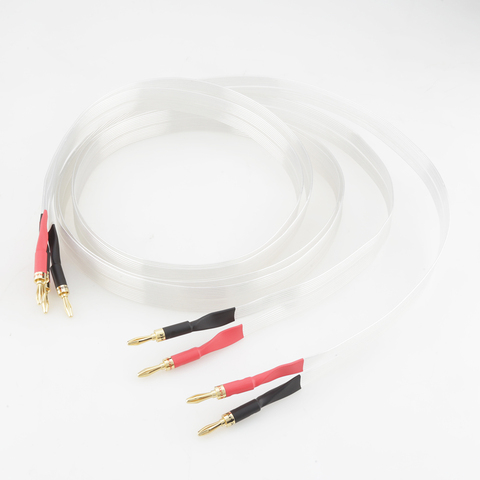 New Hi-end ribbon audio speaker cable OCC silver plated Hi-end Loudspeaker Cable with gold plated banana plug ► Photo 1/6