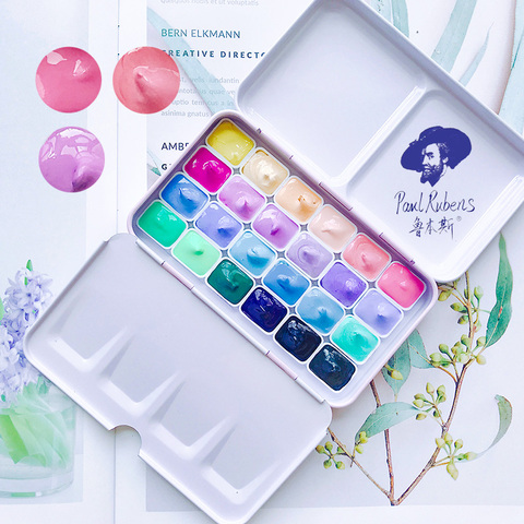 Rubens Candy color watercolor paint box 24 colors/1ml Portable mini watercolor paint Beginner Macaron set art supplies ► Photo 1/5