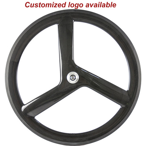 700C 56mm Tri Spoke Carbon Wheelset Clincher Fixed Gear Wheels 3 Spoke Wheel ► Photo 1/6