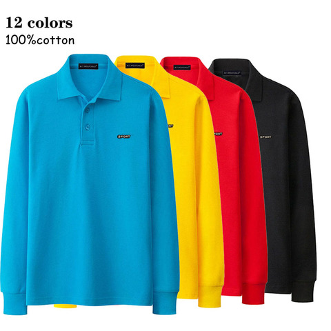 Polos Shirts Men 2022 Autumn Breathable 100%Cotton Polos Shirts Men Long Sleeve Casual Plus Size Polos Sweatshirt ► Photo 1/6