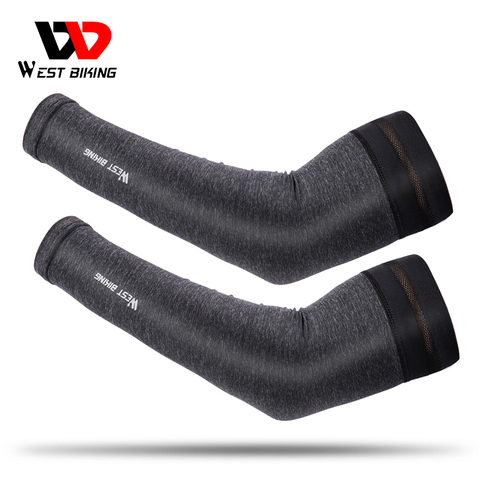 WEST BIKING 1Pair Sports Breathable Quick Dry Cycling Arm Sleeves Fingerless Summer Running UV Protection Ice Fabric Arm Sleeves ► Photo 1/6