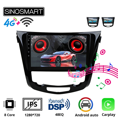 SINOSMART 8 Core CPU DSP Car Navigation GPS Player for Nissan X-trail/Qashqai/Rogue/Dualis 2013-2022 Support 360 view system/4G ► Photo 1/5