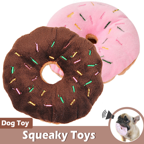 Pet Chew Cotton Donut Play Toys Lovely Pet Small Dog Puppy Cat Tugging Chew Squeaker Quack Sound Toy Dogs Chewing Donut Toys Pug ► Photo 1/6
