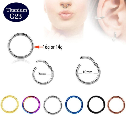 1pc G23 Titanium Hoop Nose Rings Septum Ring Piercing Stud Segment Hinged Clicker Gold Nariz Lip Earrings Body Jewelry 16g 14g ► Photo 1/6