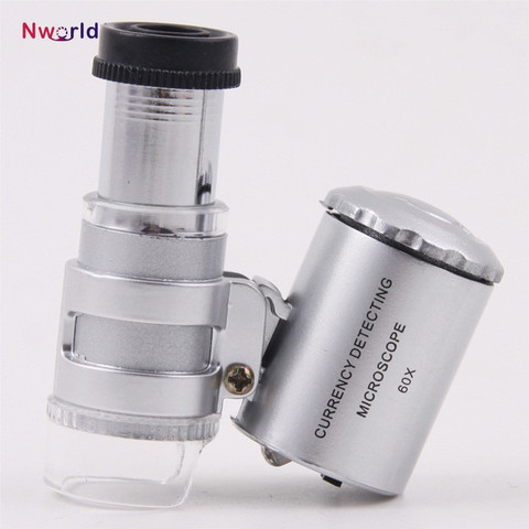 Mini 60x Handheld Microscope Loupe Currency Detecting with LED and UV Light ► Photo 1/6