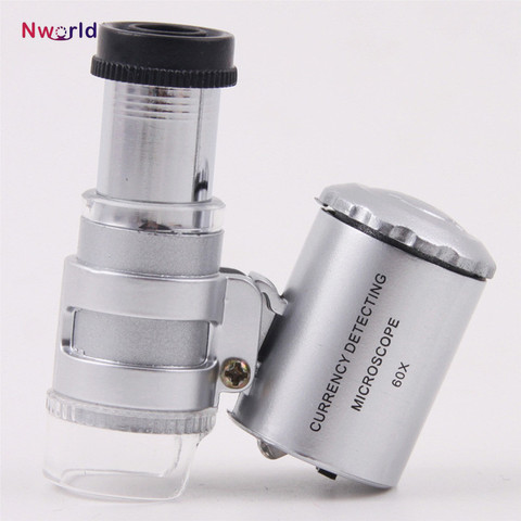 Mini 60X - 100X Zoom LED Lighted Microscope Jewelers Loupe