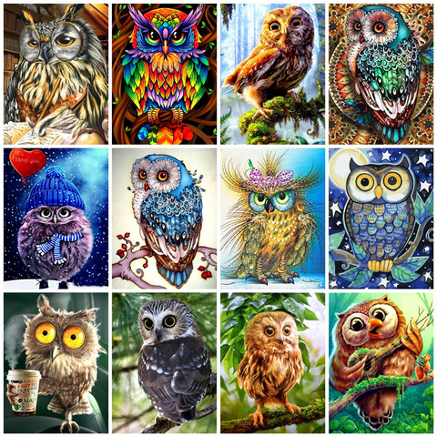 AZQSD 5D Diamond Mosaic Owl Needlework DIY Full Sets Diamond Embroidery Animal Picture Of Rhinestones Home Decor ► Photo 1/6