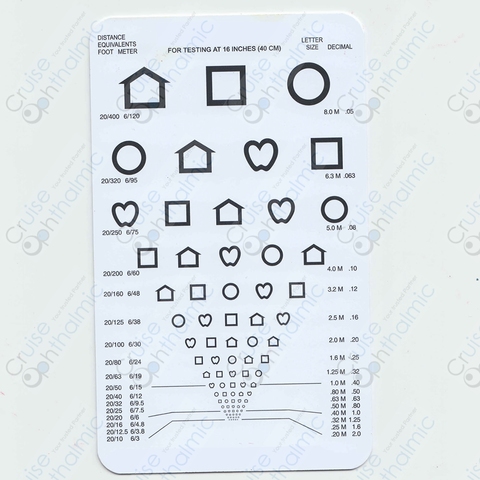 Optometric 40cm or 16 Inch Near Vision Test Cards Logmar Ophthalmic Vision Chart Decimal|Symbols and Broken C with Pupil Guage ► Photo 1/2