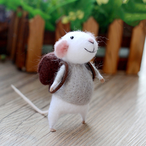 Wool Felt Poking Needle Felt Handmade Diy Material Package Needle Poke Kits Plush Mouse Wool Animal Toy Non-Finished Girl Gift ► Photo 1/5