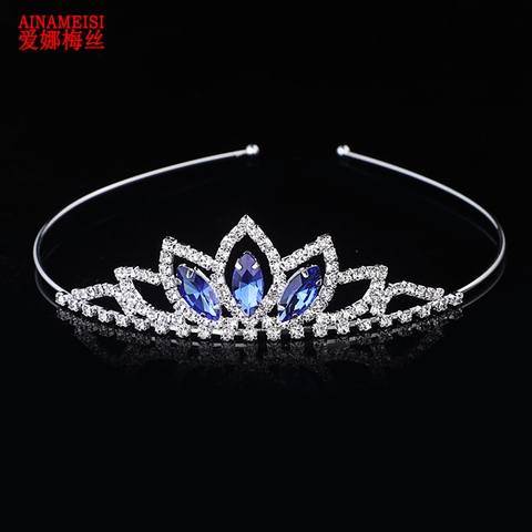 AINAMEISI Crystal Glass Crown Headband Children Girl Princess Crown Headdress Wedding Hair Accessories Party Gifts ► Photo 1/6