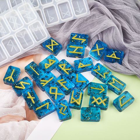 2pcs/Set Silicone Mold Runes Character Resin Molds For DIY Epoxy UV Crafts Pendants Keychain Resin Jewelry Making Jewelry Tools ► Photo 1/5