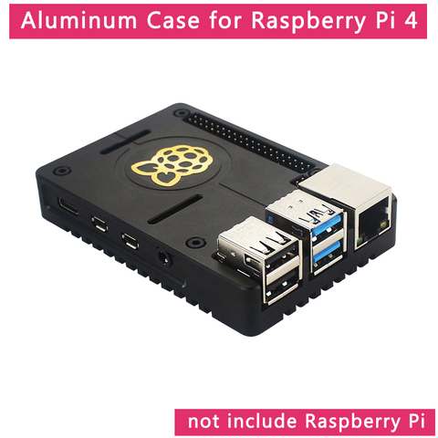 Raspberry Pi 4 Aluminum Alloy Case Ultra-thin CNC Metal Shell Passive Cooling Black Enclosure Box for Raspberry Pi 4 Model B ► Photo 1/6