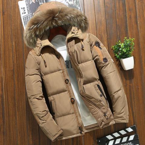 Brand Russia Winter Jacket Men White Duck Down Parkas Jacket Thick Warm Snow Parkas hombre Hooded Warm Overcoat Windbreaker ► Photo 1/6