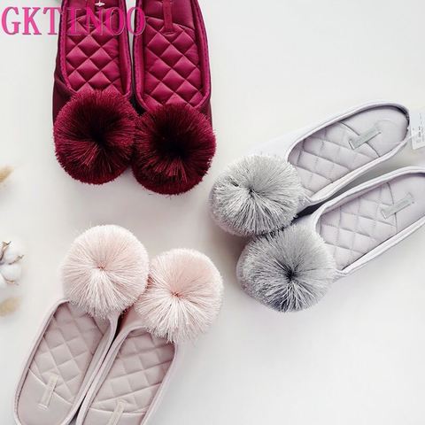 GKTINOO Autumn Winter Warm Women Home Slippers Soft Non-slip Indoor Shoes Cute House Slip On Flat Slides Ladies Fur Slippers ► Photo 1/6