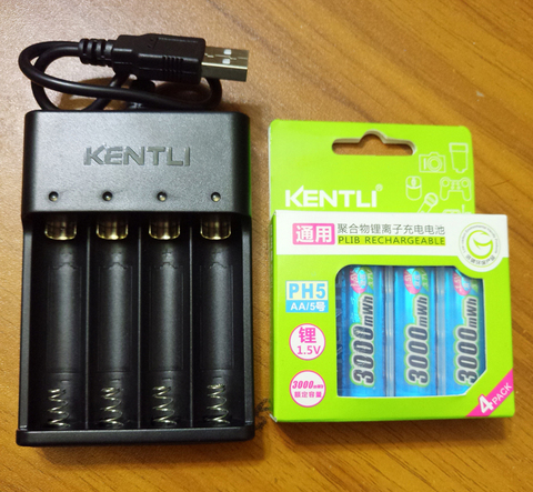 KENTLI  3000mWh AA battery 1.5V AA rechargeable battery battery lithium polymer battery +usb charger ► Photo 1/4