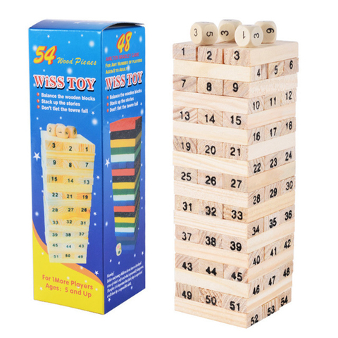 54PCS Wooden Stack High Game Blocks Toy Classic Balance Brain Game Toy Intelligence Educational toys For Kids Children Boy Gift ► Photo 1/6