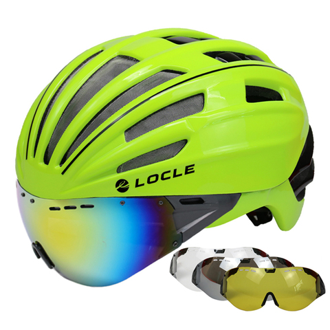 LOCLE Goggles Cycling Helmet Road Mountain MTB Bicycle Helmet Casco Ciclismo Ultralight In-mold Bike Helmet With Glasses 54-60cm ► Photo 1/6