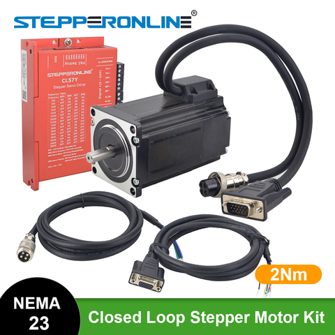 STEPPERONLINE 2Nm Nema 23 Closed Loop Stepper Motor Servo Driver Kit Nema 23 Stepper Motor with Encoder with 2pcs 1.7m Cables ► Photo 1/4