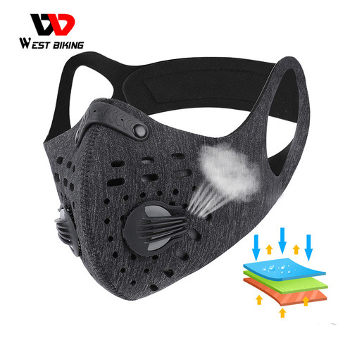 WEST BIKING Sport Face Mask Activated Carbon Filter Dust Mask PM
