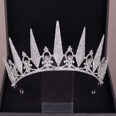 Trendy Silver Color Diadems Crystal Rhinestone Crowns Queen Tiaras And Crowns Wedding Hair Accessories Princess Women Jewelry ► Photo 1/6