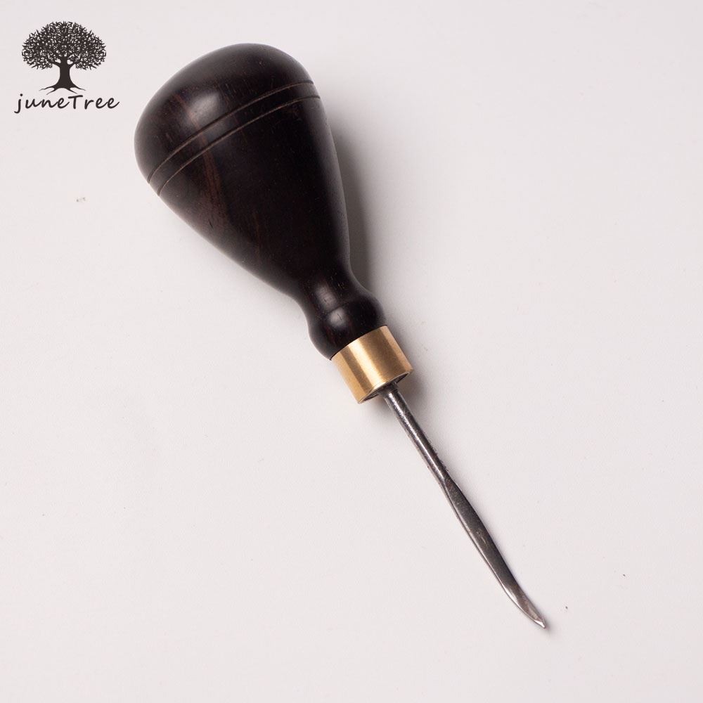 Junetree Stitching curved Awl DIY  Wood Handle Drillable Awl Round Solid Tool Wooden Handle shoe Awl Punching Leather Tool ► Photo 1/6