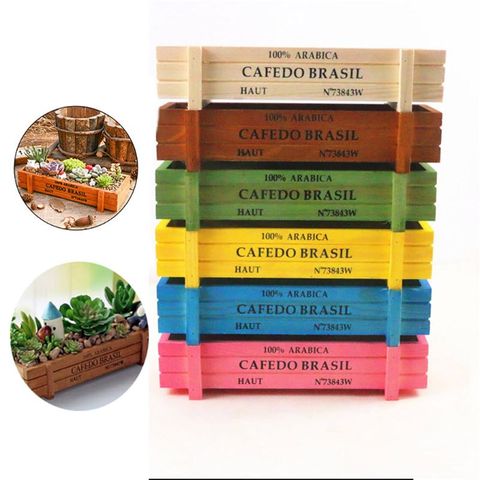 Vintage Wood Garden Flower Planter Succulent Pot Rectangle Trough Box Plant Bed gift for office home shopping mart hotel ► Photo 1/6