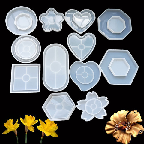 Flower Sakura Heart Pot Base Tea Coaster DIY Silicone Mold Dried Flower Jewelry Accessories Tools Equipments Resin Molds ► Photo 1/6