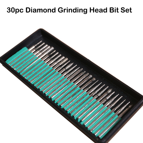 30 Pcs/set Diamond Point Burr Bits Drill Head Dremel Accessories Needle Tip Grinding Alloy Cylindrical Ball 3.0mm Shanks ► Photo 1/5
