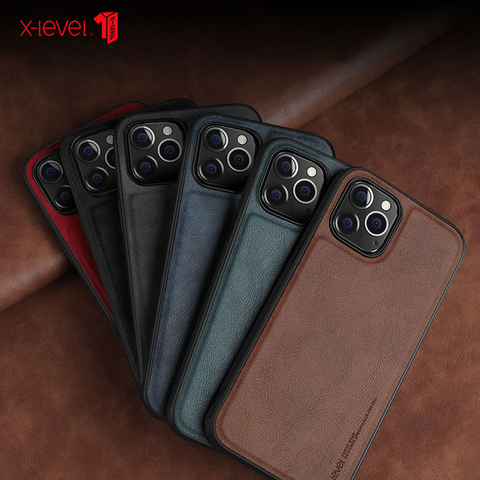 For iPhone 12 Pro Case 6.1“ X-Level Retro Leather Soft Silicone Edge Back Cover for iPhone 12 Pro Max funda High Quality 케이스 ► Photo 1/6