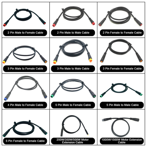 JULET Waterproof Cable BAFANG Extension Cale Motor Light Ebrake Throttle Display 1T4 1T5 2 3 4 5 Pin Ebike Conversion Cable ► Photo 1/6