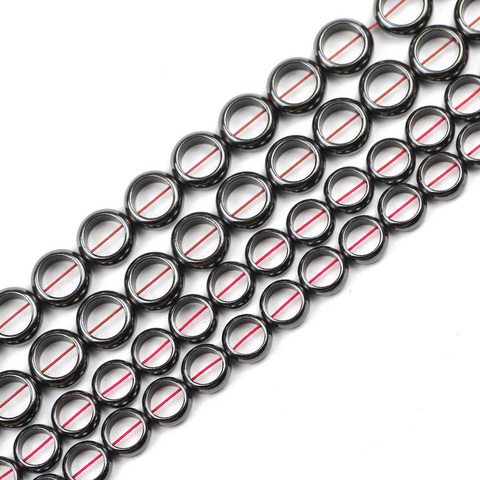 JHNBY 10/12MM Round Circle Black Hematite Natural Stone Spacers Loose Beads For Jewelry Making Diy bracelet necklace accessories ► Photo 1/6